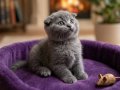 Gri Kadife Scottish Fold | Tuvalet Eğitimli 2 Aylık Erkek